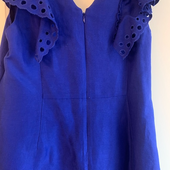 J.Crew Collection cobalt blue linen mini dress with ruffle sleeves - Picture 3 of 8